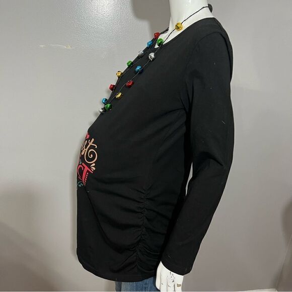 NWT Glamix "First Christmas" Black Ruched Sides Maternity Top - XL - Picture 5 of 10